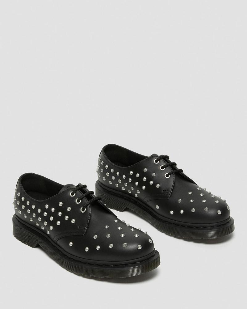 Men's Dr Martens 1461 Stud Wanama Leather Oxfords Shoes Black | AU 606TCE